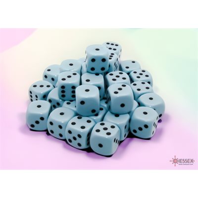 36 D6 Opaque 12mm Dice Pastel Blue/Black - CHX25866