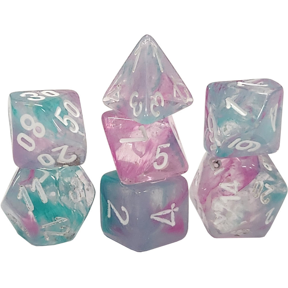 Nebula: Mini 7pc Polyhedral Wisteria / white - CHX20545