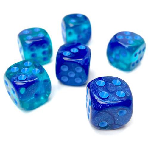 12 D6 Gemini 16mm Dice Polyhedral Blue-Blue/light blue Luminary - CHX26663