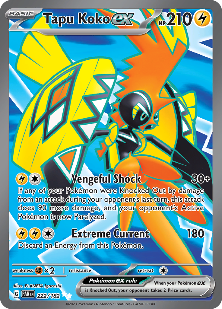 Tapu Koko ex (222/182) [Scarlet & Violet: Paradox Rift]