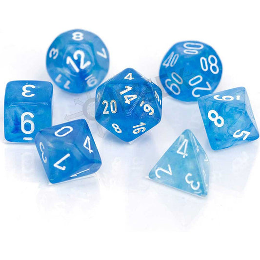 7 Polyhedral Dice Set Borealis Luminary Blue / White - CHX27586