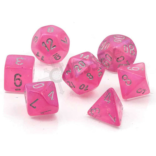 7 Polyhedral Dice Set Borealis Luminary Pink / Silver - CHX27584