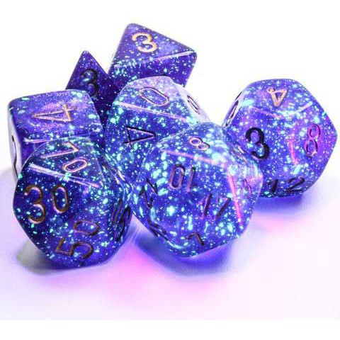 7 Polyhedral Dice Set Borealis Luminary Royal Purple / Gold - CHX27587