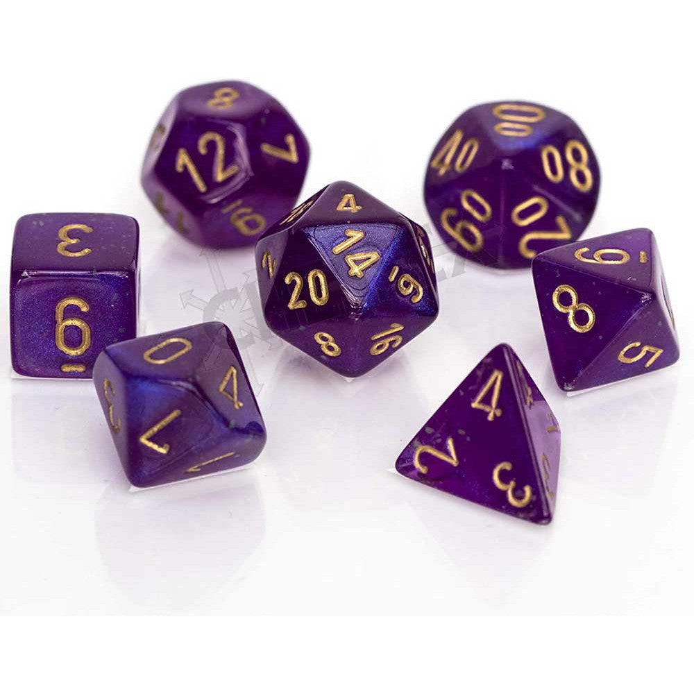 7 Polyhedral Dice Set Borealis Luminary Royal Purple / Gold - CHX27587