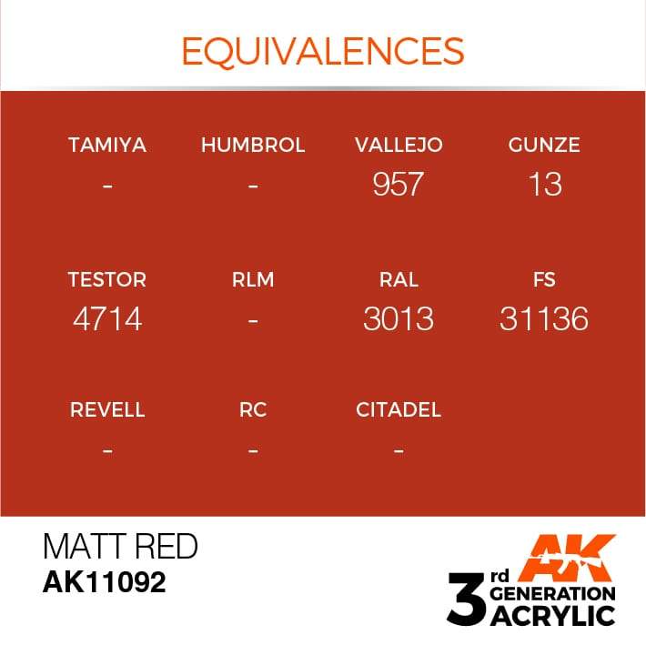 AK Acrylic 3G - Matt Red ( AK11092 )