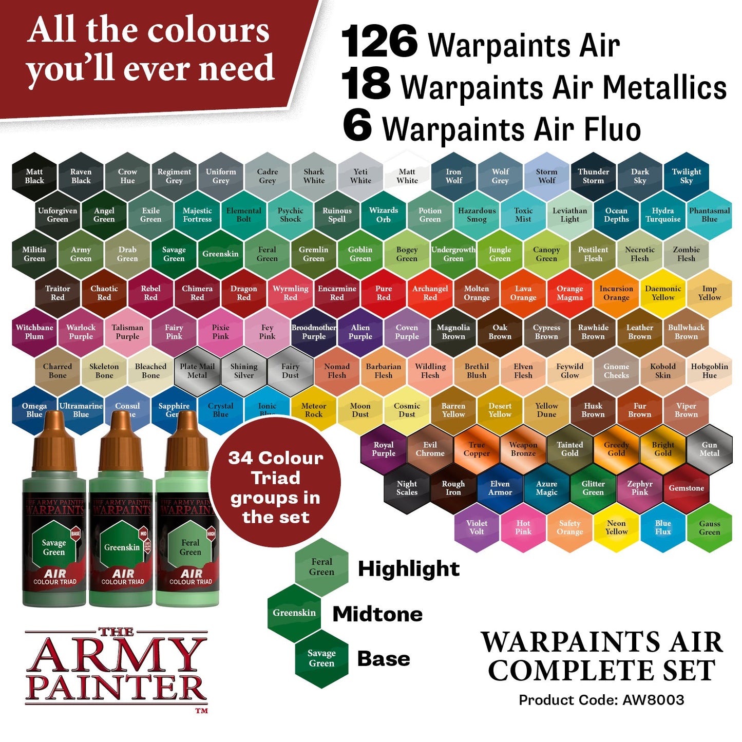 Army Painter Warpaints Air Complete Set ( AW8003 )