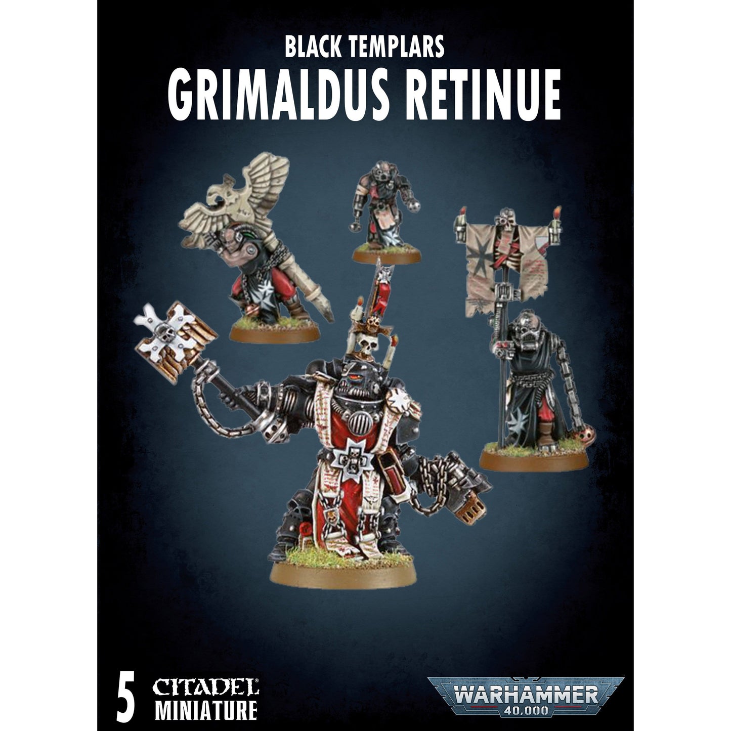 Black Templars Chaplain Grimaldus & Retinue ( 55-44-R ) - Used