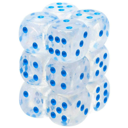 12 D6 Borealis 16mm Dice Icicle / Light blue Luminary - CHX27781