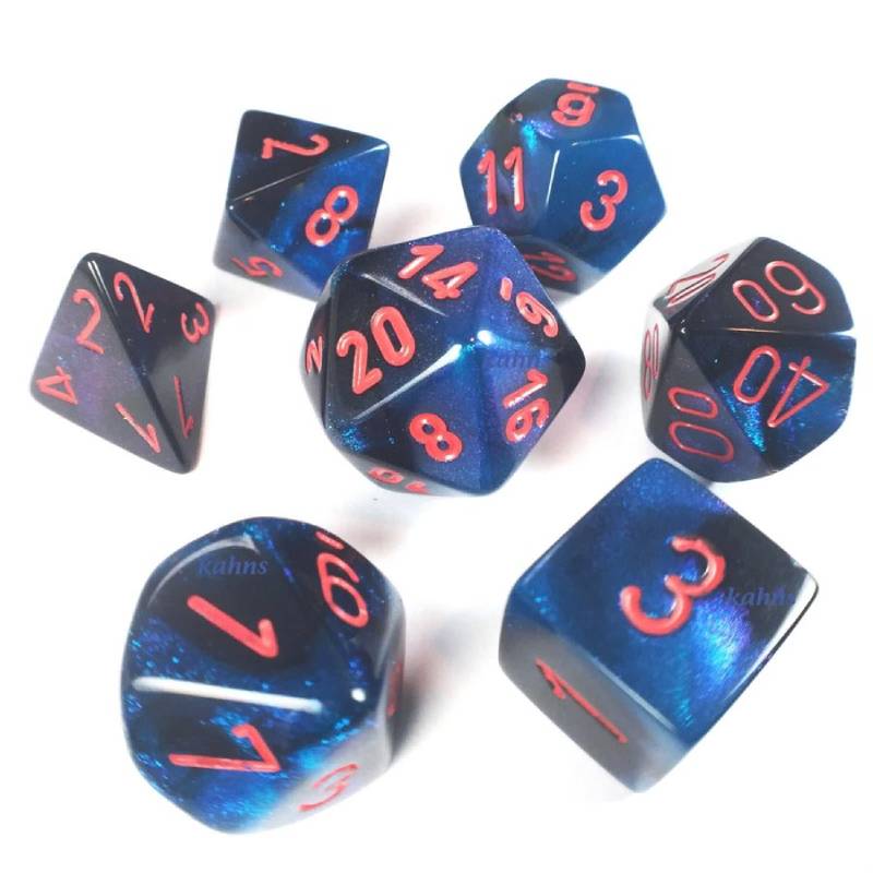 Gemini: Mini 7pc Polyhedral Black-Starlight / red - CHX20658