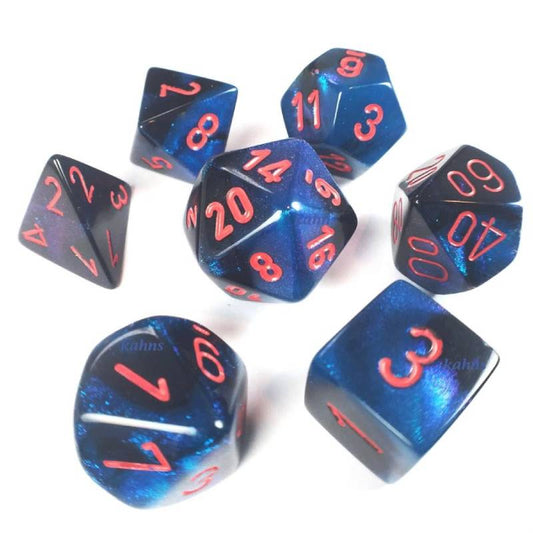 Gemini: Mini 7pc Polyhedral Black-Starlight / red - CHX20658