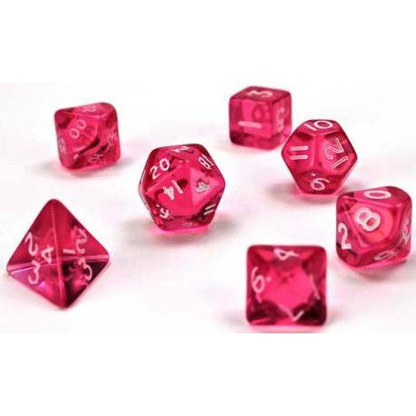 7 Mini-Polyhedral Dice Set Translucent Pink/White - CHX23064