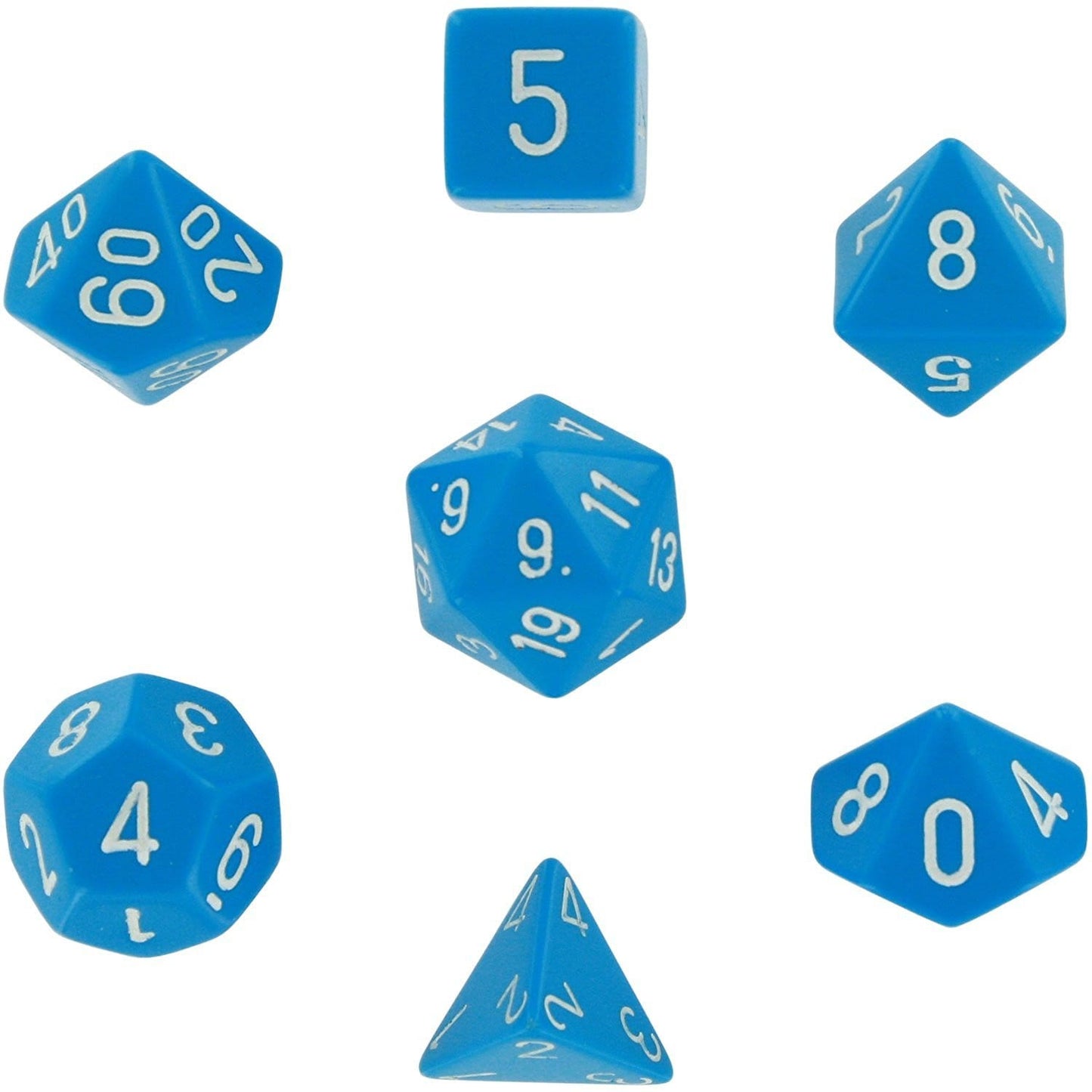 7 Polyhedral Dice Set Opaque Light Blue with White - CHX25416