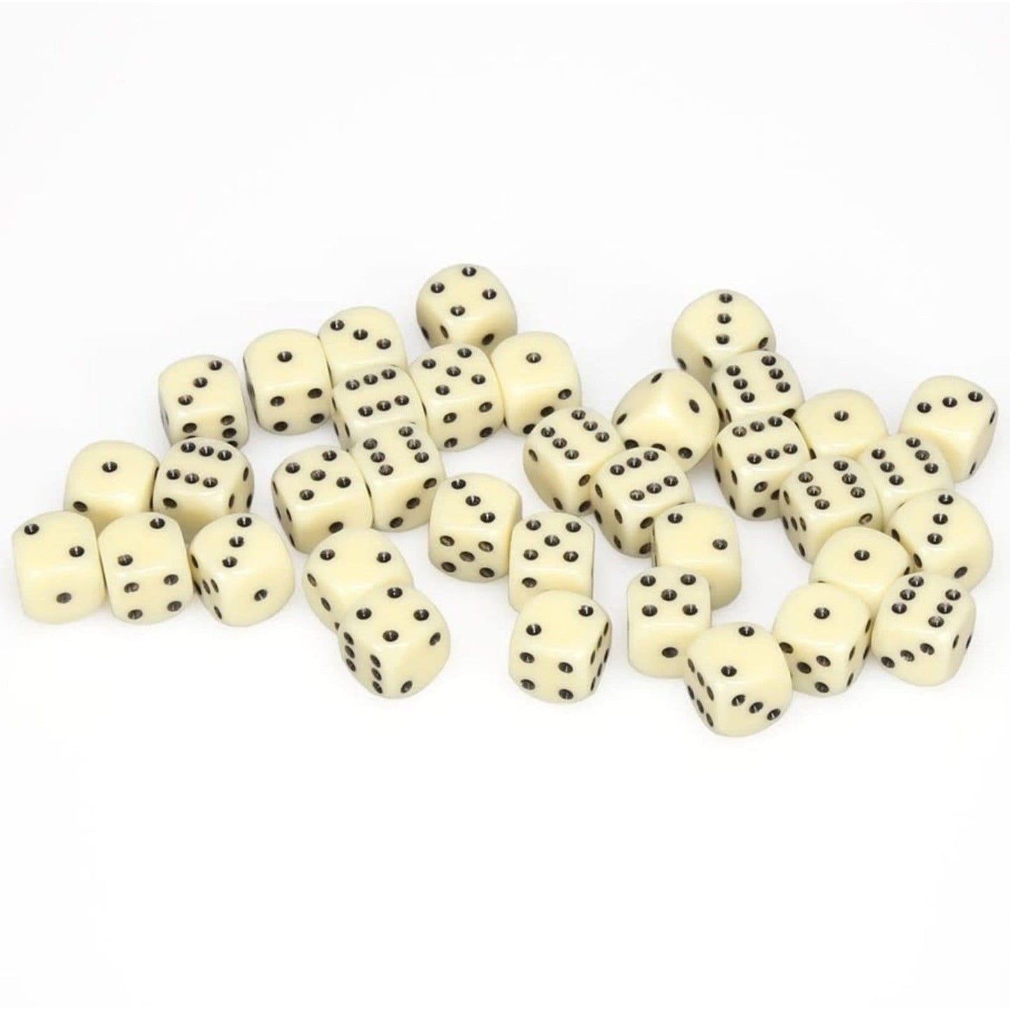 36 D6 Opaque 12mm Dice Ivory w/black - CHX25800