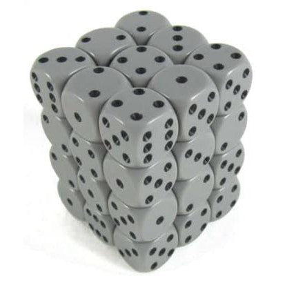 36 D6 Opaque 12mm Dice Dark Grey w/black - CHX25810