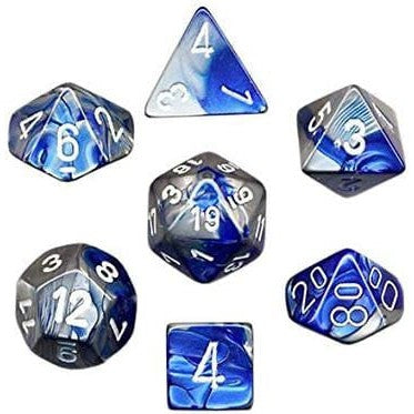 7 Polyhedral Dice Set Gemini Blue-Steel / White - CHX26423