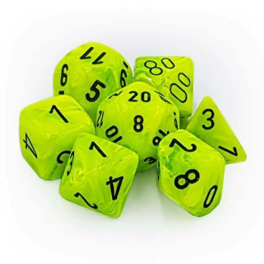 7 Polyhedral Dice Set Vortex Bright Green w/black - CHX27430