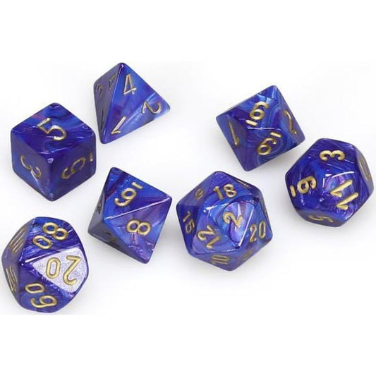 7 Polyhedral Dice Set Lustrous Purple / Gold - CHX27497