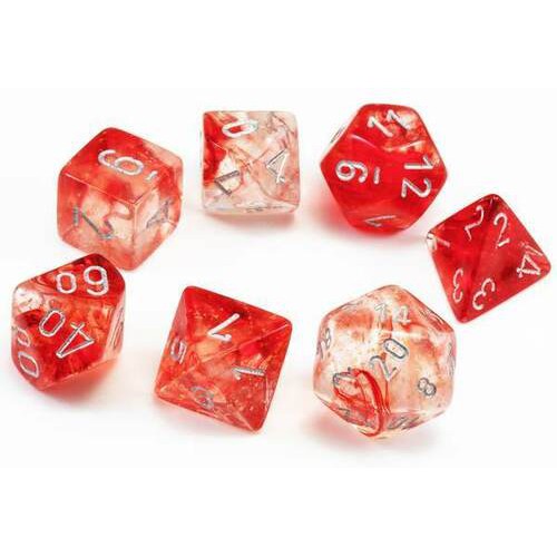 7 Polyhedral Dice Set Nebula Red w/Silver Luminary - CHX27554