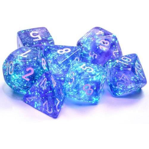 7 Polyhedral Dice Set Borealis Luminary Purple / White - CHX27577