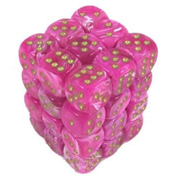 36 D6 Vortex 12mm Dice Pink w/ Gold - CHX27854