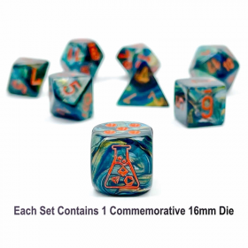 7 Polyhedral Dice Set Lustrous Alpestris / Orange - CHX30049