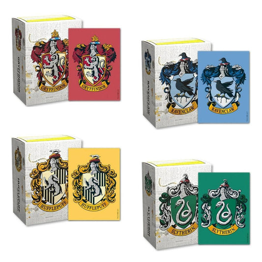 Dragon Shield Sleeves Brushed Art 100ct - Harry Potter Houses