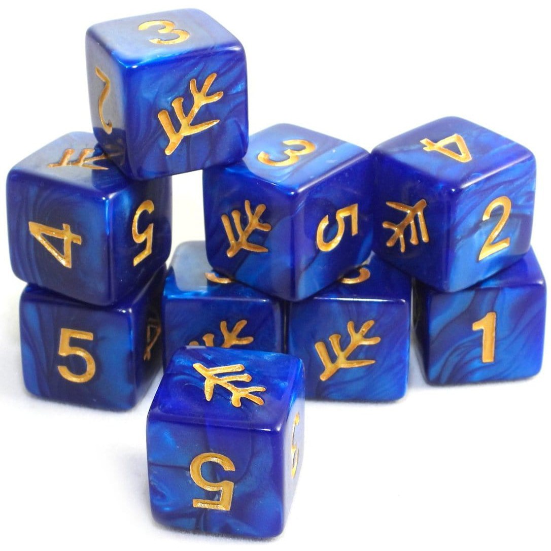 Elder Dice - 9 D6 The Elder Sign - Blue Aether (ED6-L11)