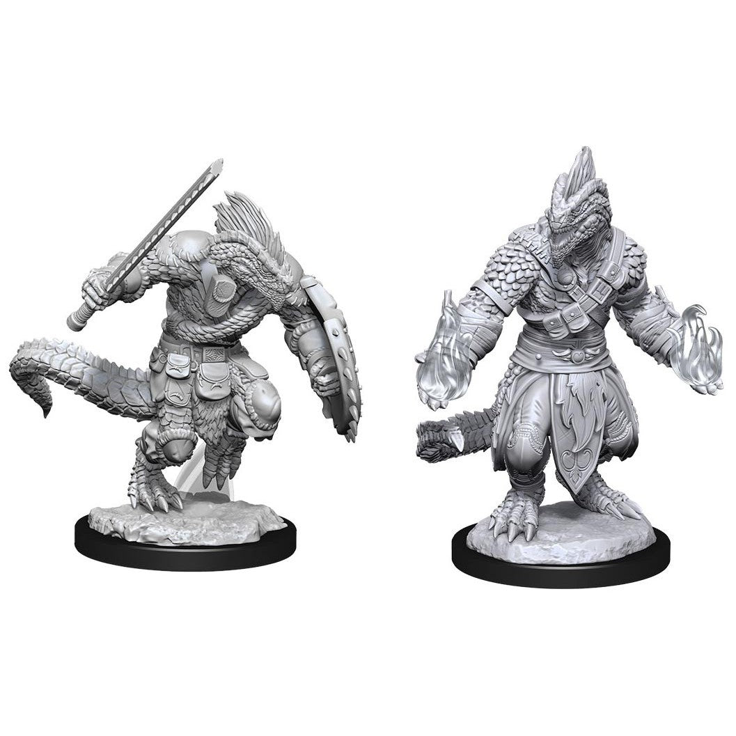 D&D Unpainted Minis - Lizardfolk Barbarian & Lizardfolk Cleric ( 90308 )