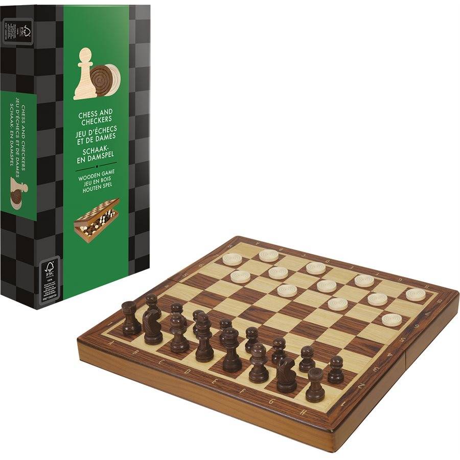 Wooden Chess & Checkers / Jeu d'échecs et de dames en bois