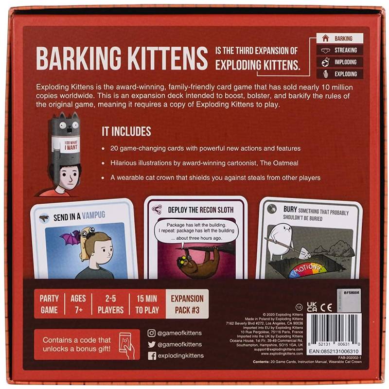 Exploding Kittens - Barking Kittens Expansion Pack