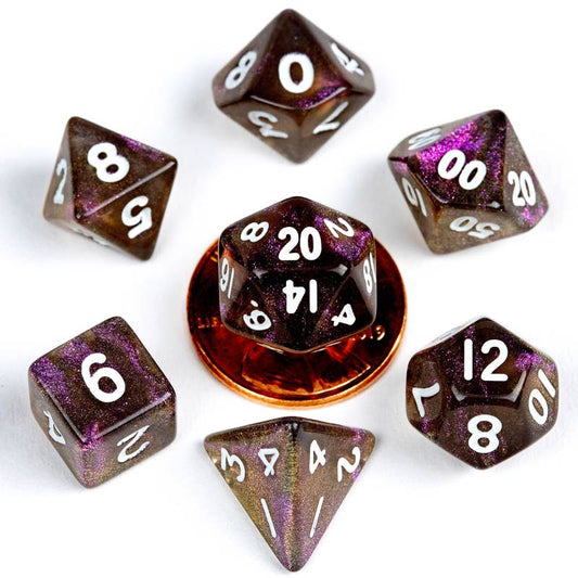 Stardust Supervolcano 10mm Mini Polyhedral 7 Dice Set - MD4174