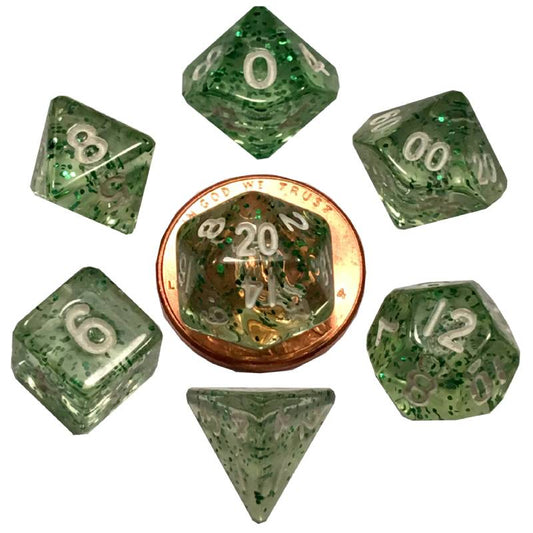 Ethereal Green 10mm Mini Polyhedral 7 Dice Set - MD4205