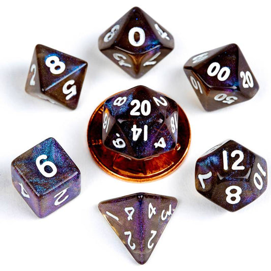 Stardust Galaxy 10mm Mini Polyhedral 7 Dice Set - MD4175