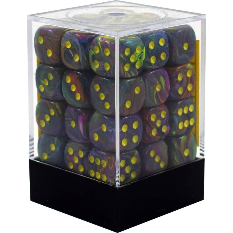 36 D6 Festive 12mm Dice Mosaic/Yellow - CHX27850