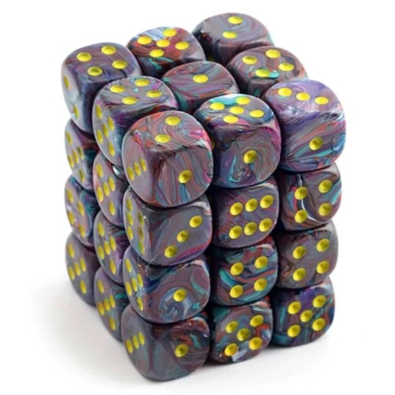 36 D6 Festive 12mm Dice Mosaic/Yellow - CHX27850