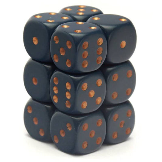 12 D6 Opaque 16mm Dice Dusty Blue/copper - CHX25626