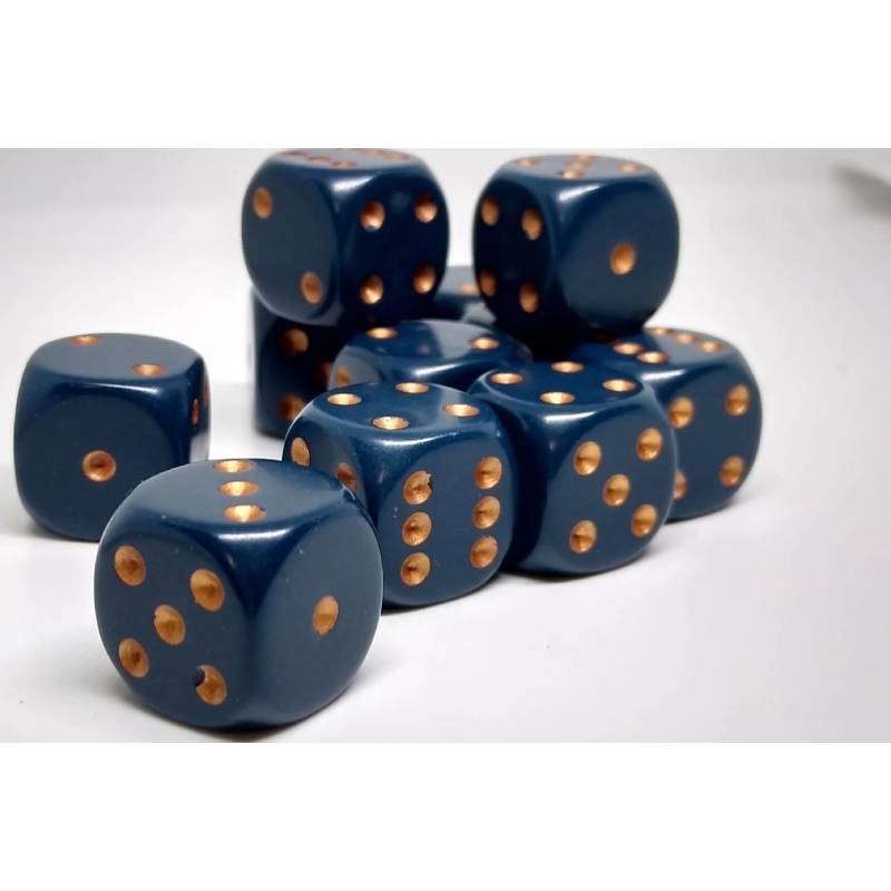 12 D6 Opaque 16mm Dice Dusty Blue/copper - CHX25626