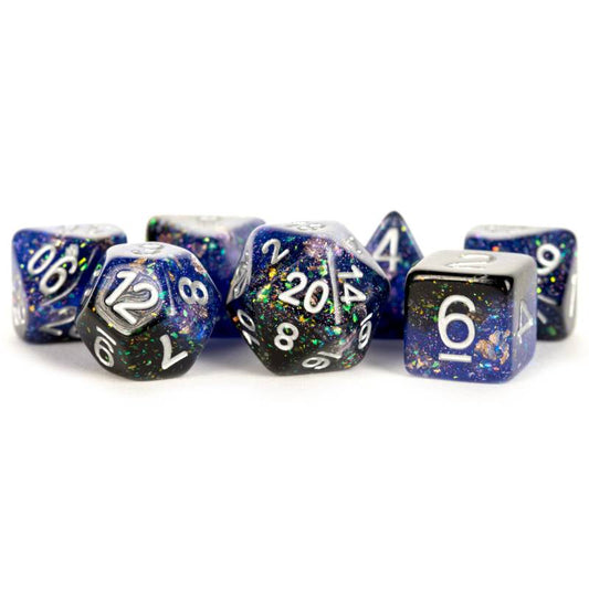 Eternal Blue/Black 16mm Resin Poly 7 Dice Set - MD632