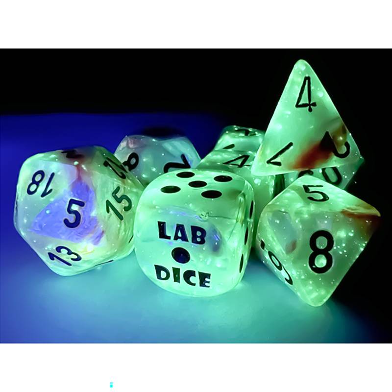 7 Polyhedral Dice Set Lab Dice - Lustrous Sea Shell/black - CHX30056