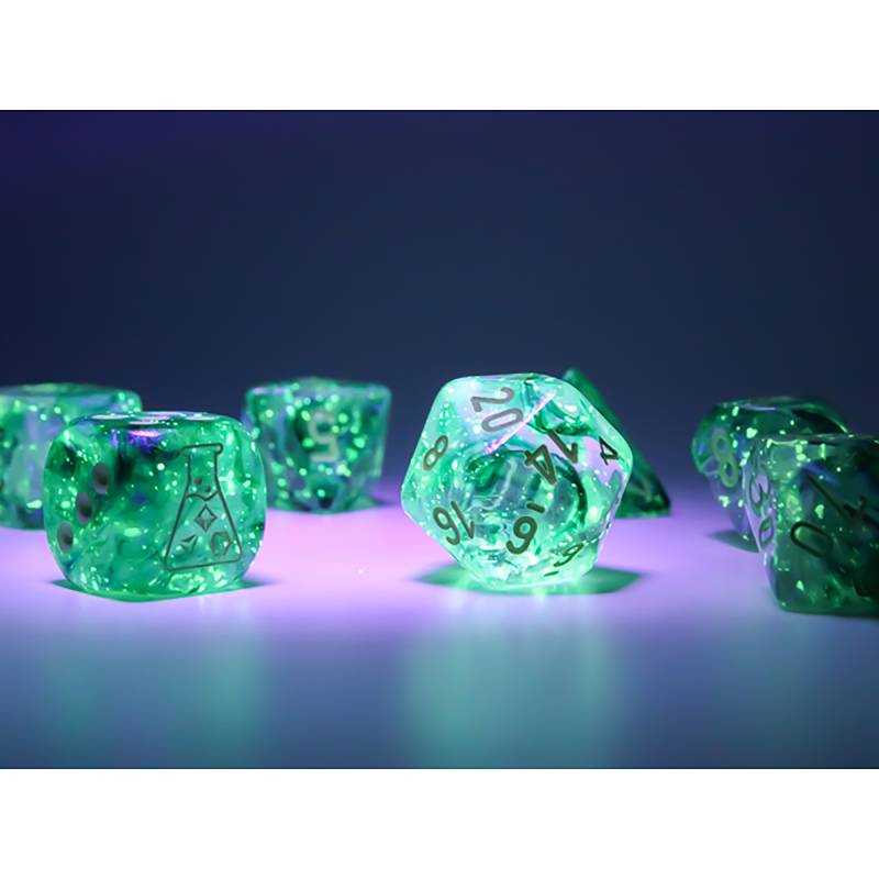 7 Polyhedral Dice Set Lab Dice - Borealis Kelp/Light Green - CHX30054