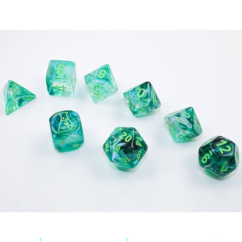 7 Polyhedral Dice Set Lab Dice - Borealis Kelp/Light Green - CHX30054