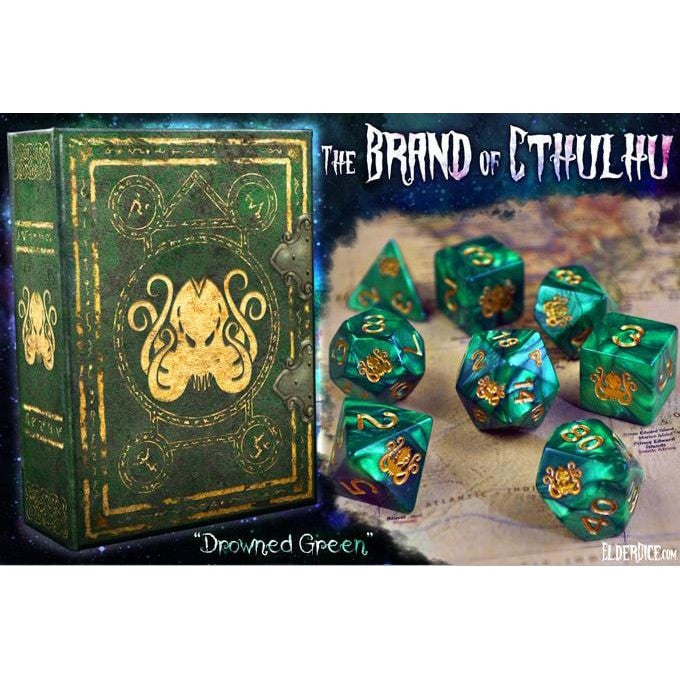 Elder Dice - 9 Polyhedral Dice Set The Brand of Cthulhu - Green