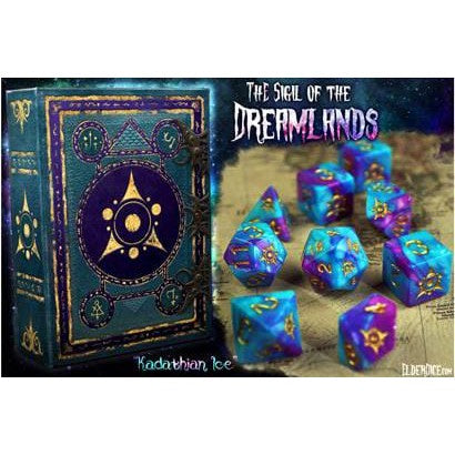 Elder Dice - 9 Polyhedral Dice Set The Sigil of the Dreamlands - Kadathian Ice