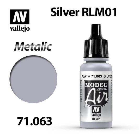 Vallejo Model Air - Silver RLM01 (Metallic) 17ml - Val71063