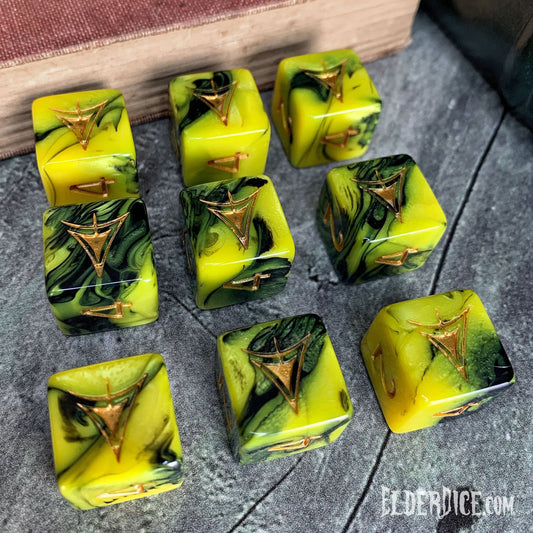 Elder Dice - 9 D6 The Yellow Sign of Hastur ( ED6-Y01 )