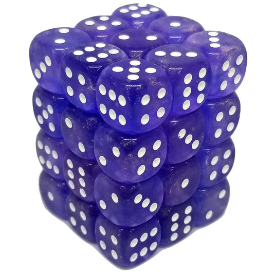 36 D6 Borealis 12mm Dice Purple / White Luminary - CHX27977