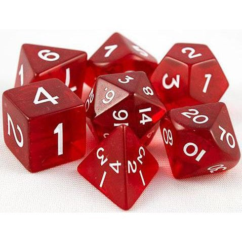 7 Polyhedral Dice Set Translucent Red with White - CHX23074