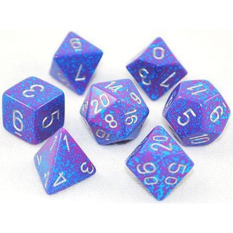 7 Polyhedral Dice Set Speckled Silver Tetra - CHX25347