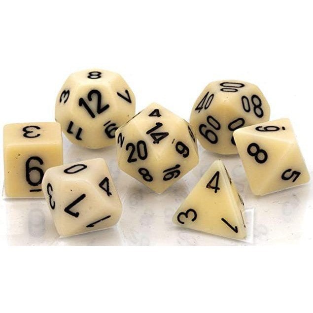 7 Polyhedral Dice Set Opaque Ivory / Black - CHX25400