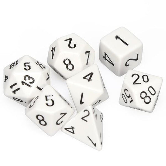 7 Polyhedral Dice Set Opaque White / Black - CHX25401